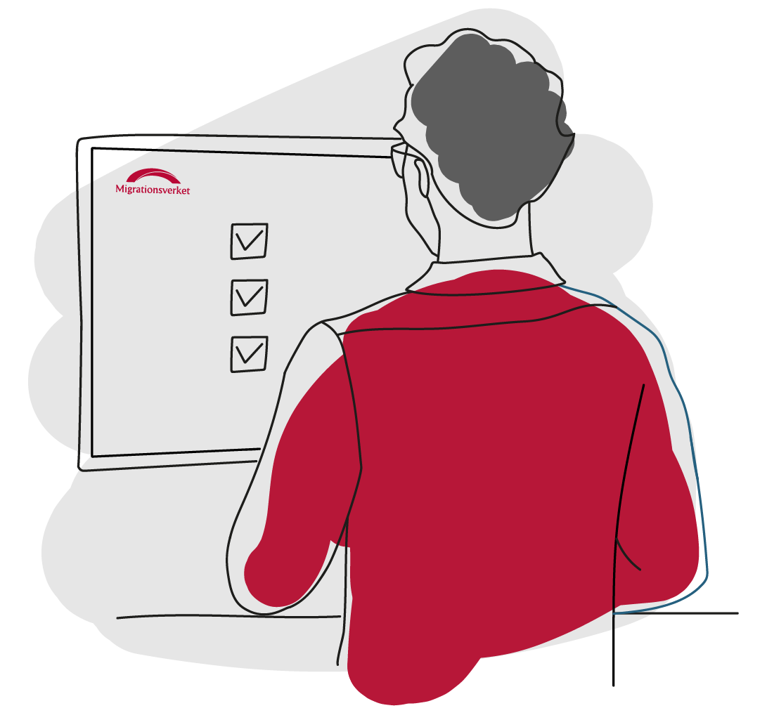 Illustration of a man looking at an application.