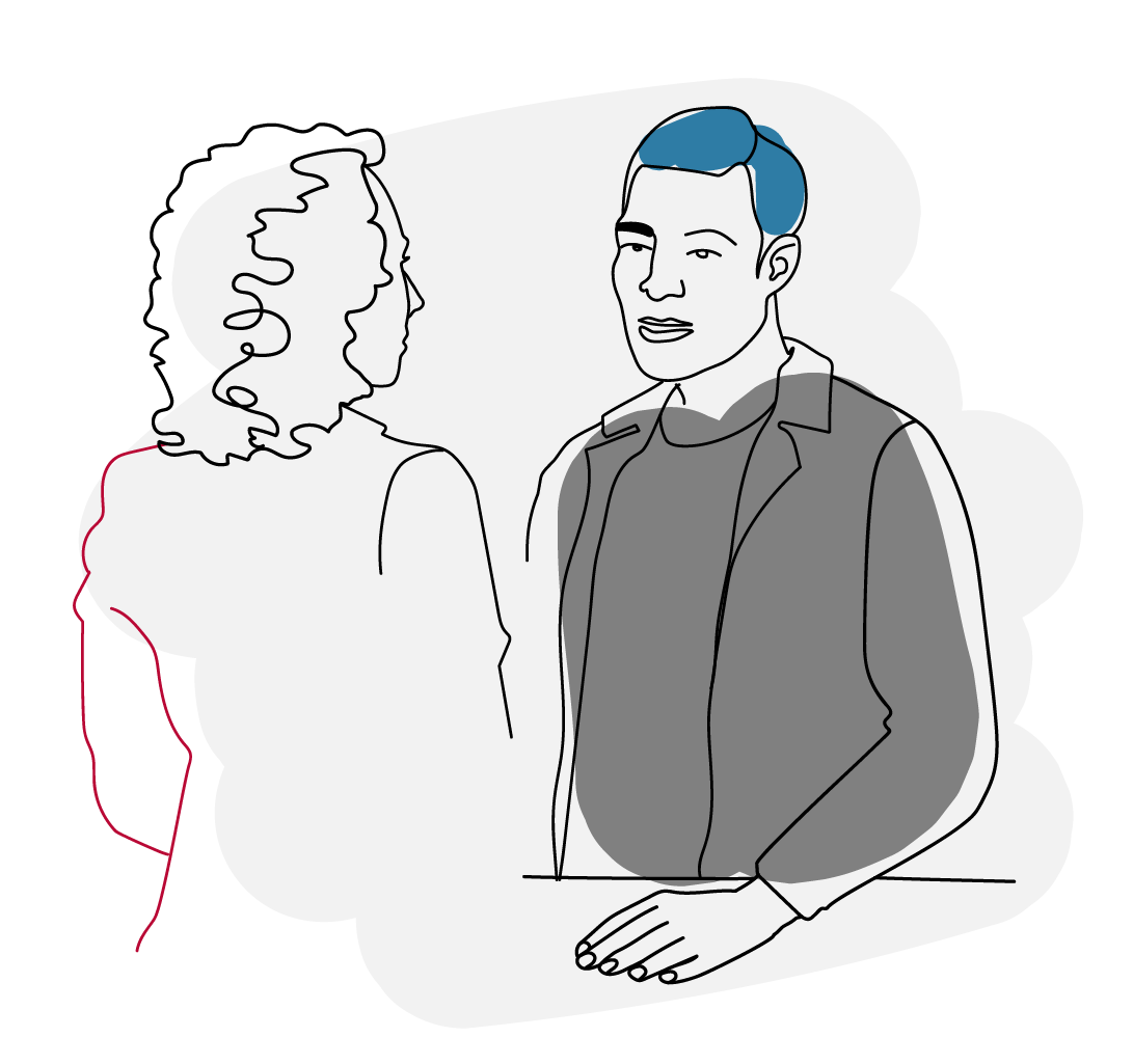 Illustration of a man seeking asylum.